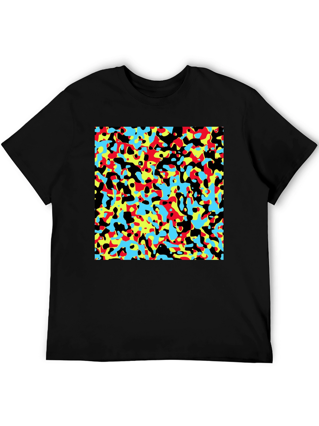 Abstract Pattern Black Crew Neck T-Shirt