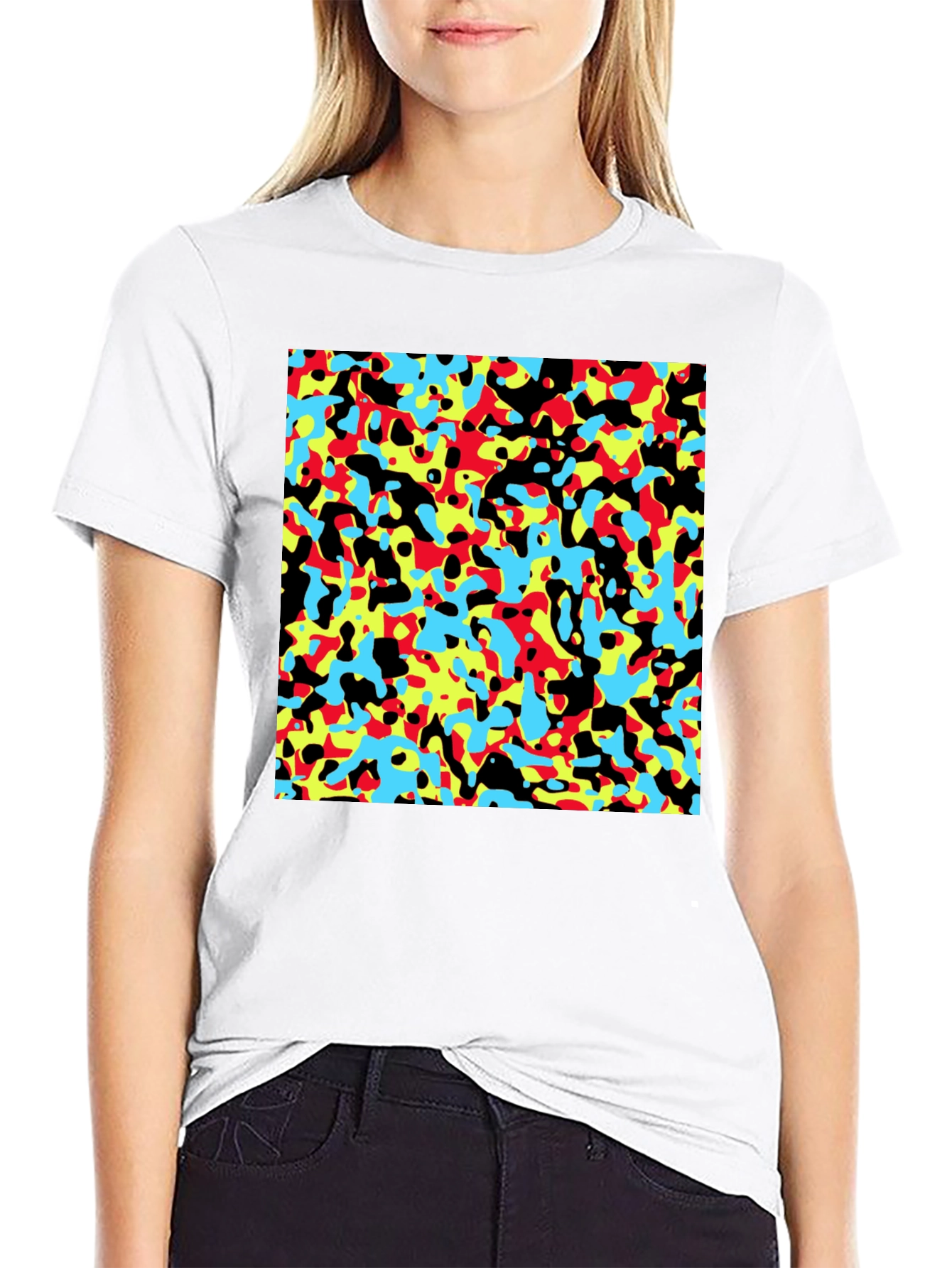 Abstract Pattern Black Crew Neck T-Shirt