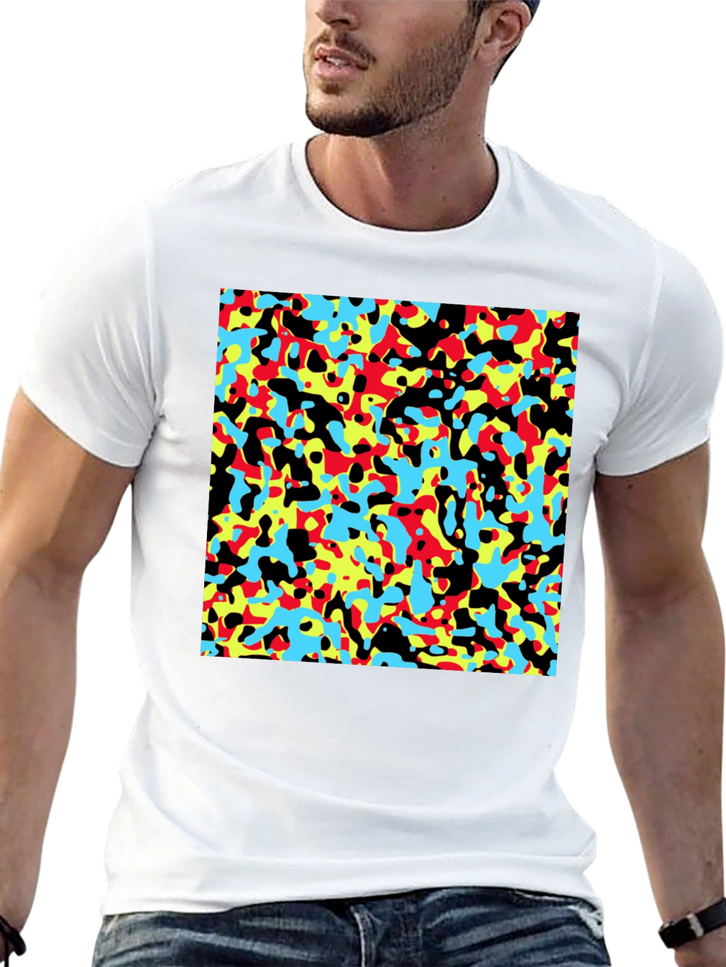 Abstract Pattern Black Crew Neck T-Shirt