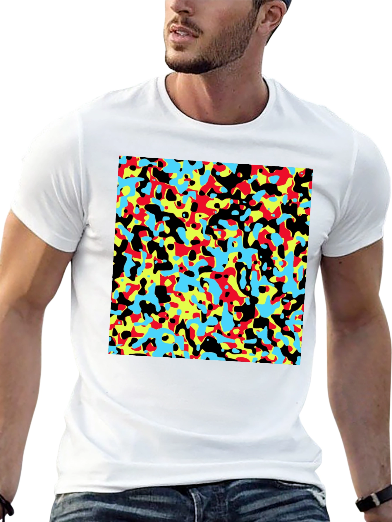 Abstract Pattern Black Crew Neck T-Shirt