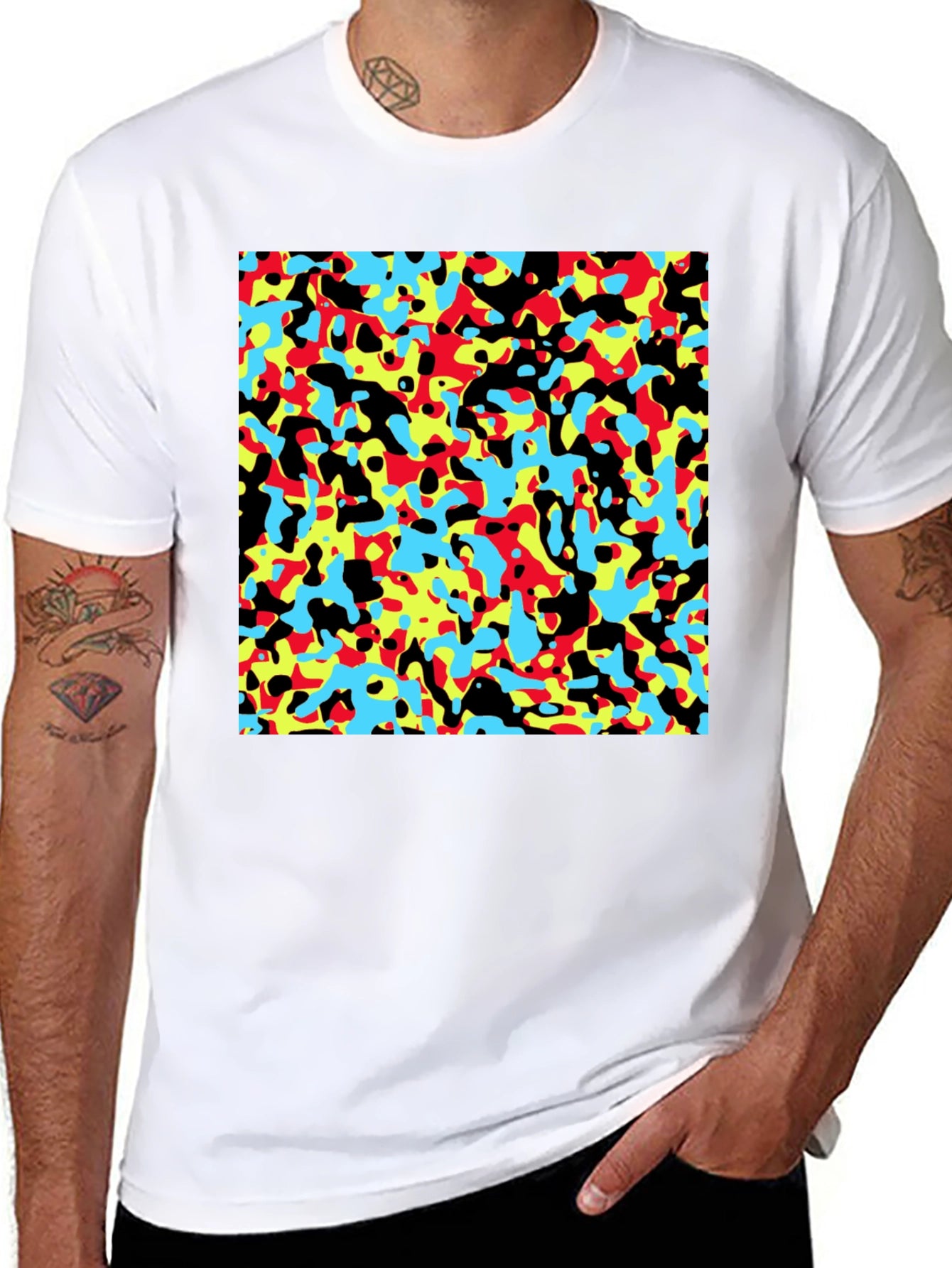 Abstract Pattern Black Crew Neck T-Shirt