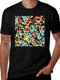 Abstract Pattern Black Crew Neck T-Shirt
