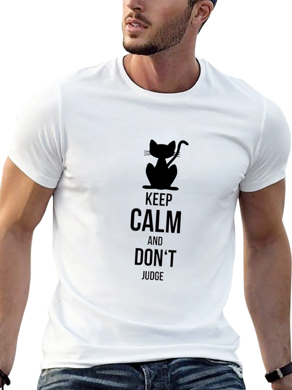 Keep Calm Cat Graphic Tee - Unisex Black T-Shirt