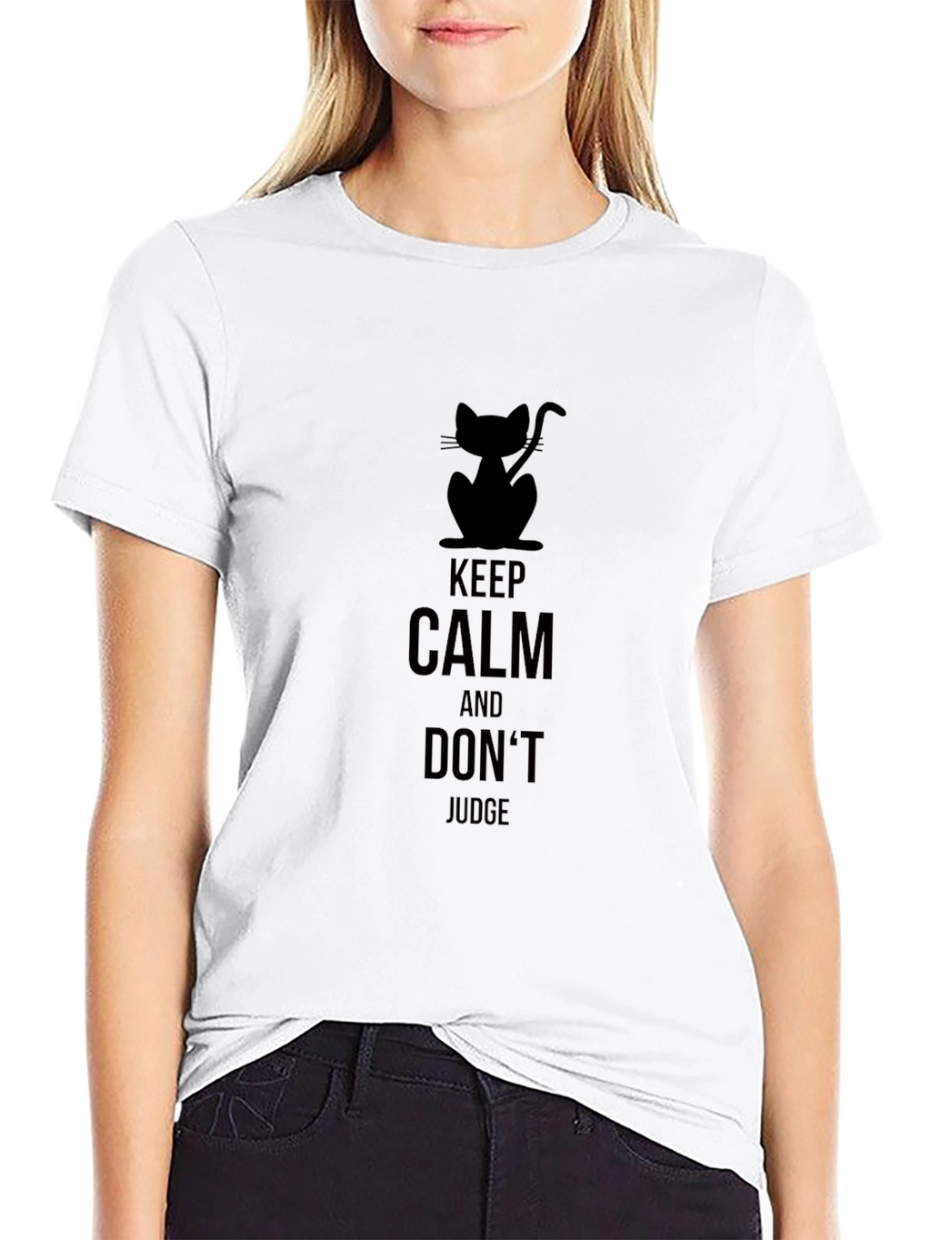 Keep Calm Cat Graphic Tee - Unisex Black T-Shirt