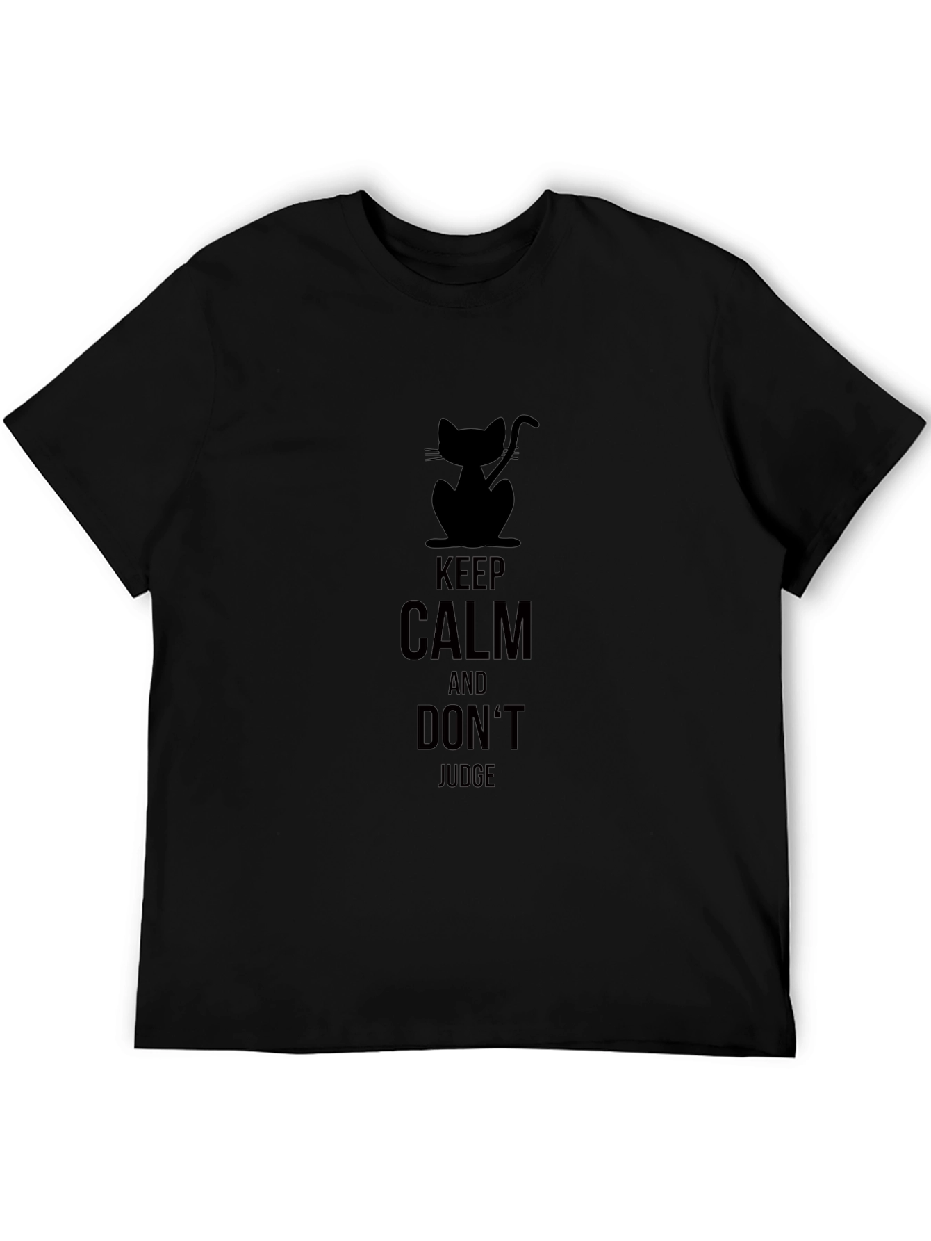Keep Calm Cat Graphic Tee - Unisex Black T-Shirt