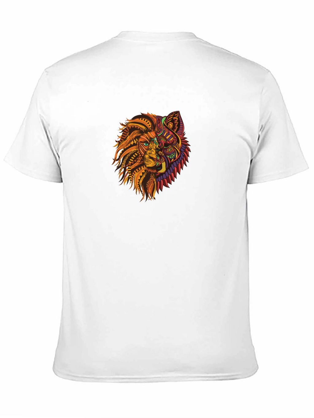 Tribal Lion Wolf Graphic Black T-Shirt