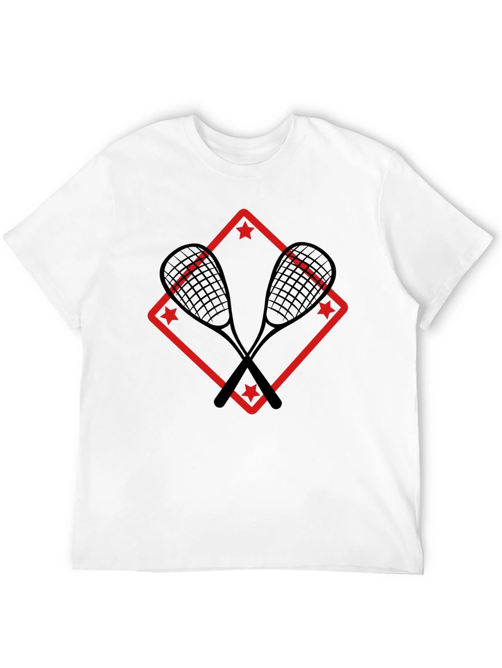 Squash Racket Graphic Tee - Black Cotton T-Shirt