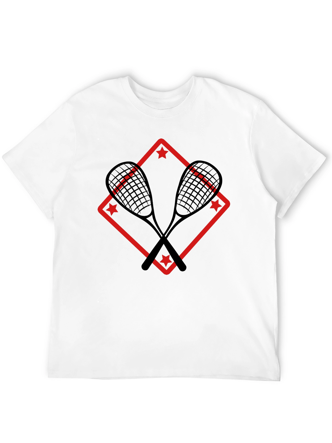 Squash Racket Graphic Tee - Black Cotton T-Shirt
