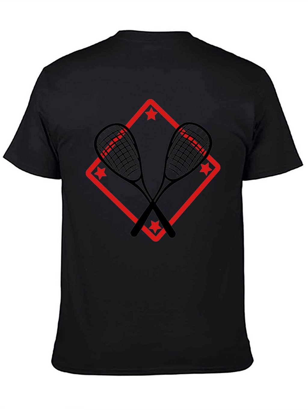 Squash Racket Graphic Tee - Black Cotton T-Shirt