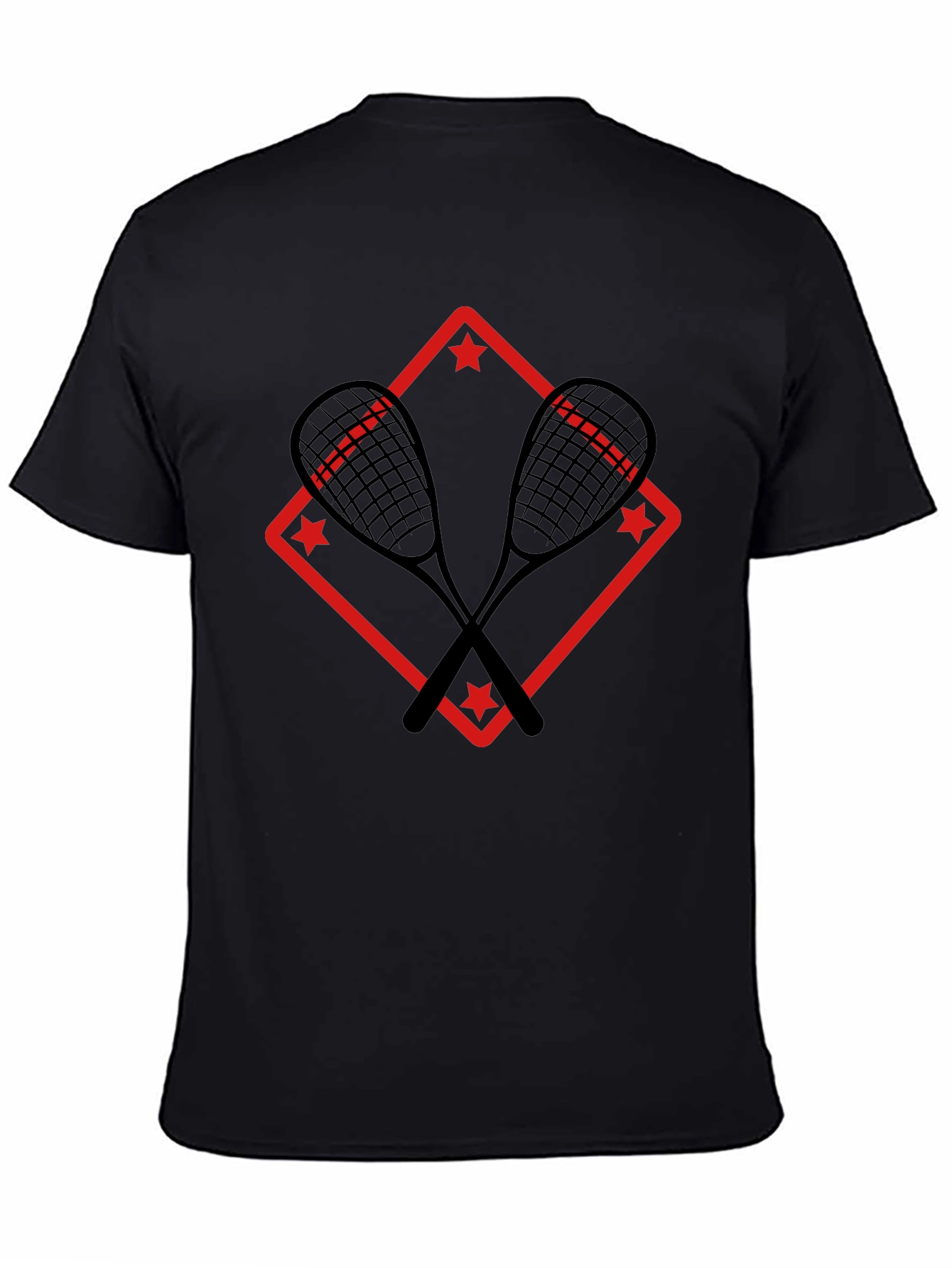 Squash Racket Graphic Tee - Black Cotton T-Shirt