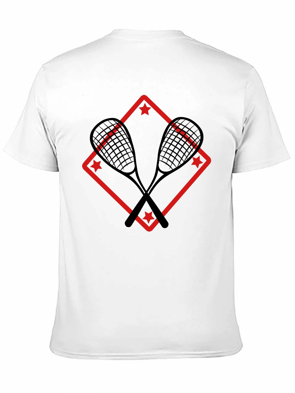 Squash Racket Graphic Tee - Black Cotton T-Shirt