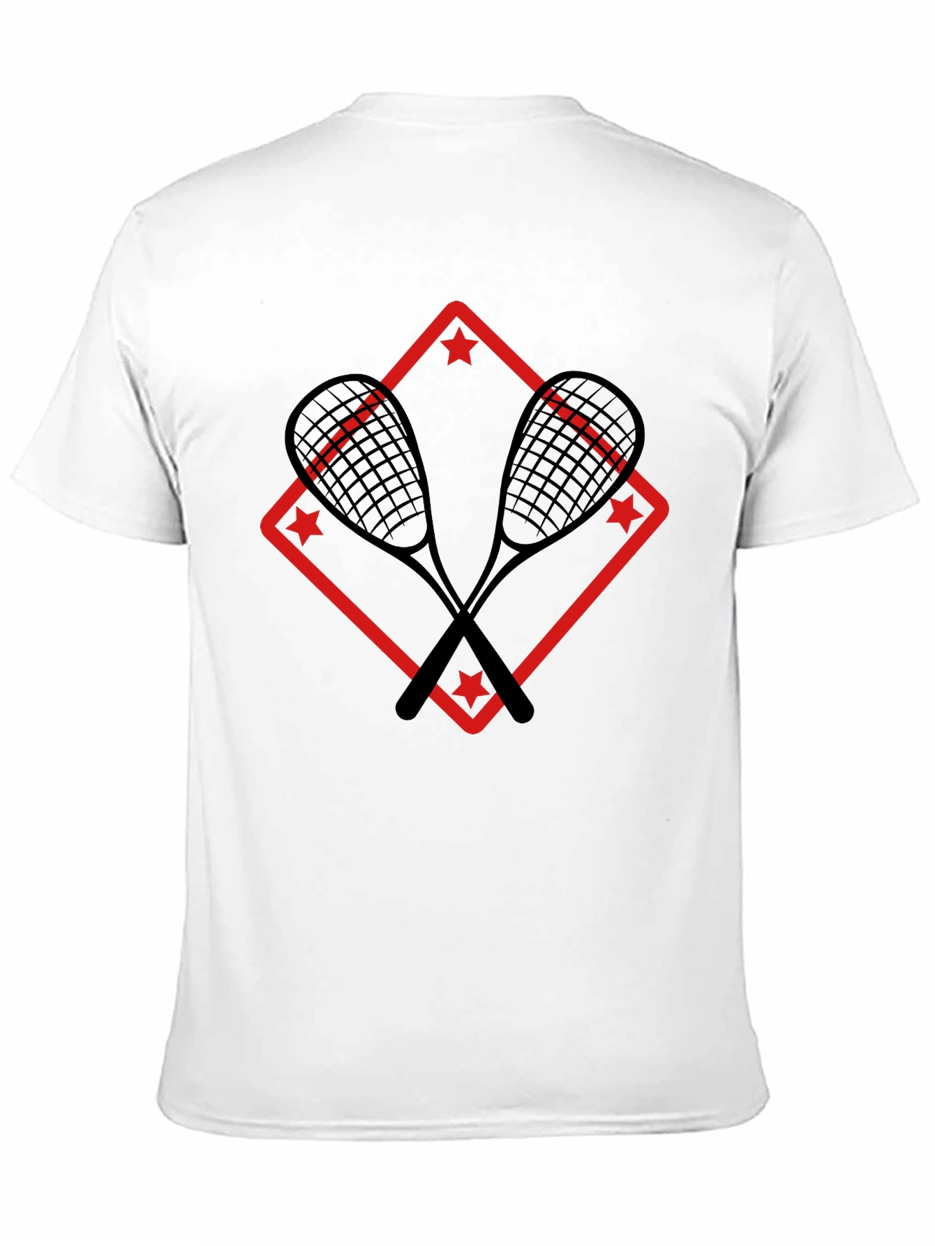 Squash Racket Graphic Tee - Black Cotton T-Shirt