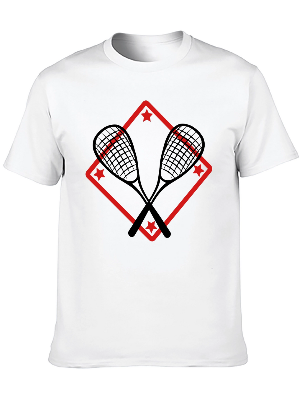 Squash Racket Graphic Tee - Black Cotton T-Shirt
