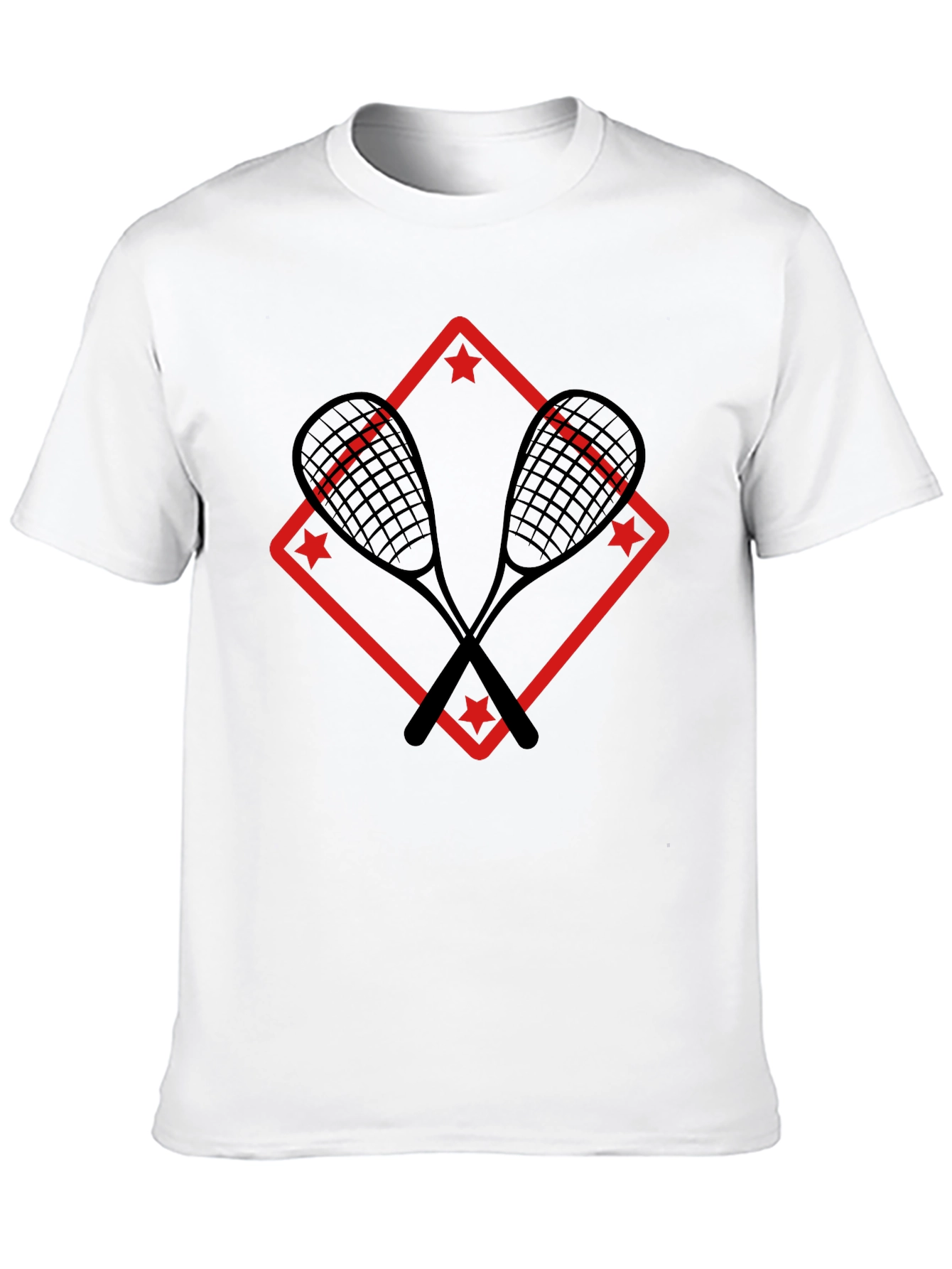 Squash Racket Graphic Tee - Black Cotton T-Shirt