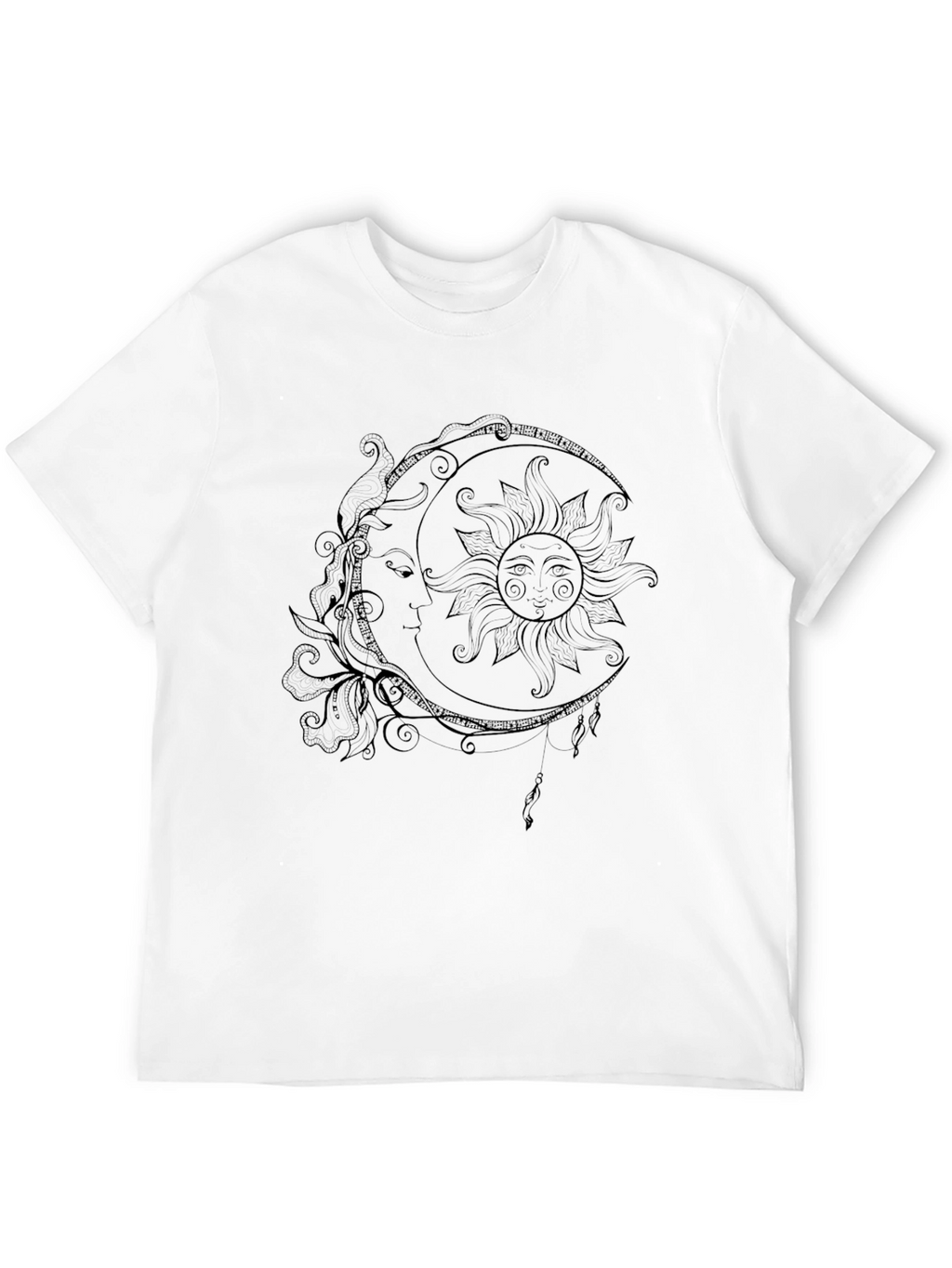 Celestial Sun & Moon Graphic Tee - Black