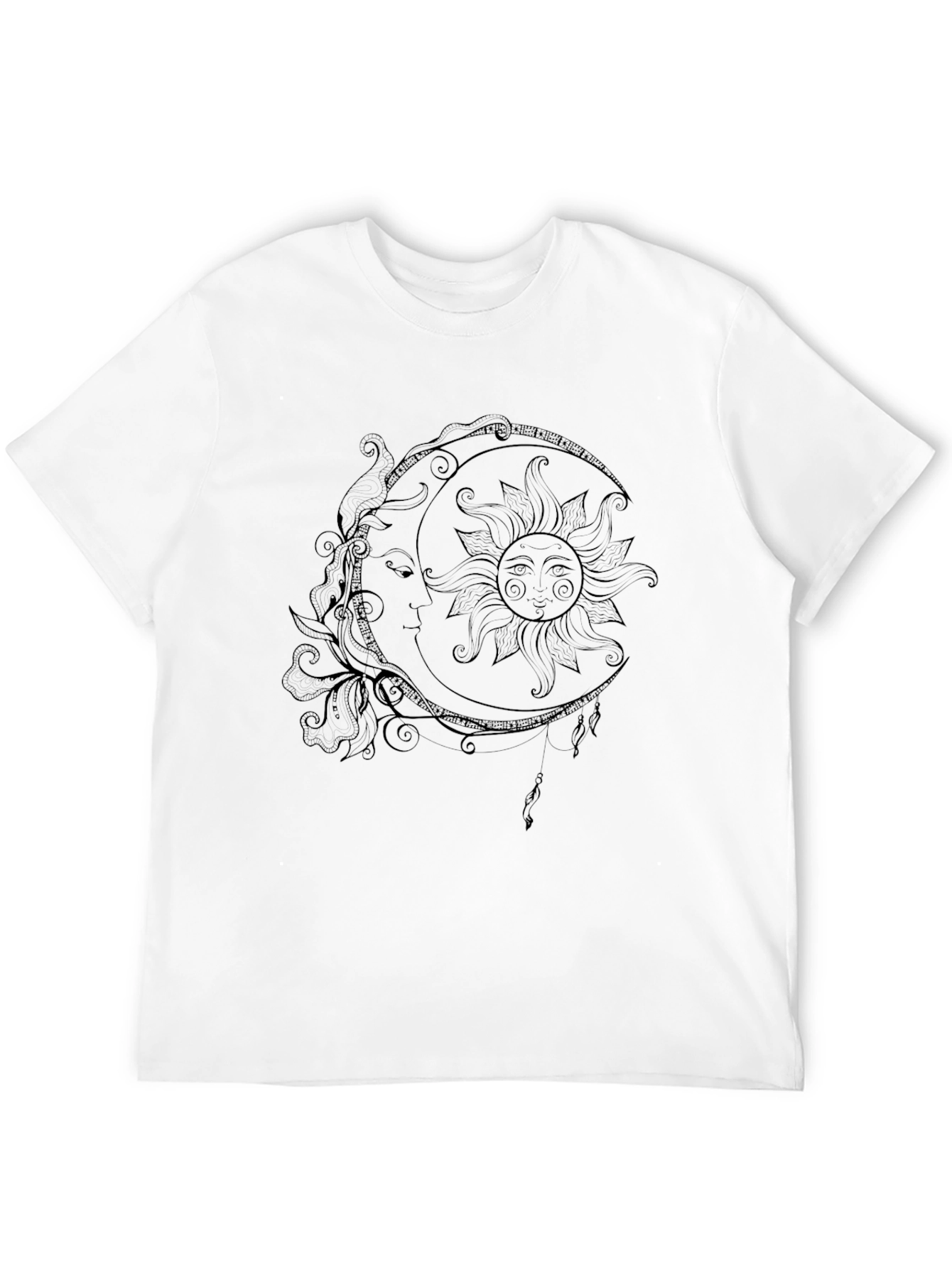 Celestial Sun & Moon Graphic Tee - Black