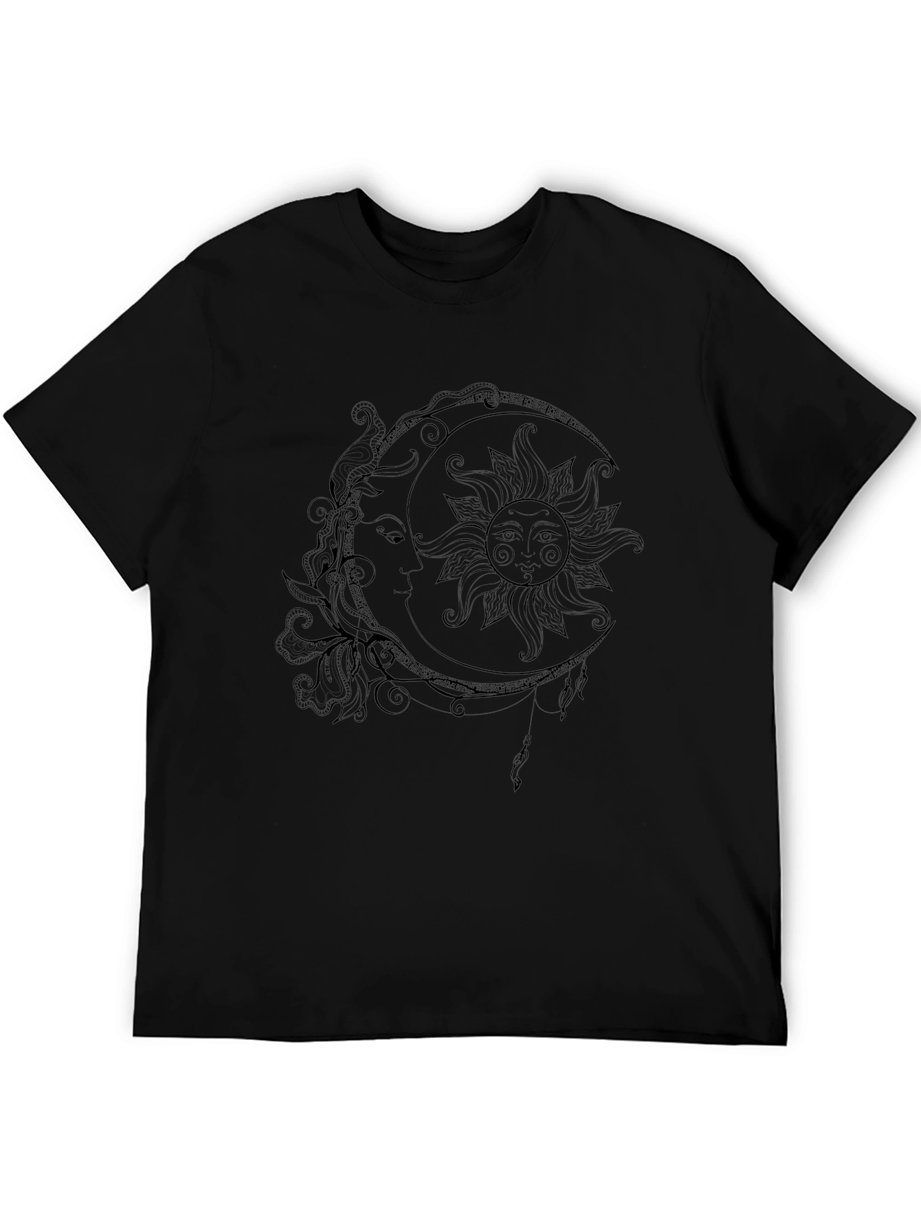 Celestial Sun & Moon Graphic Tee - Black