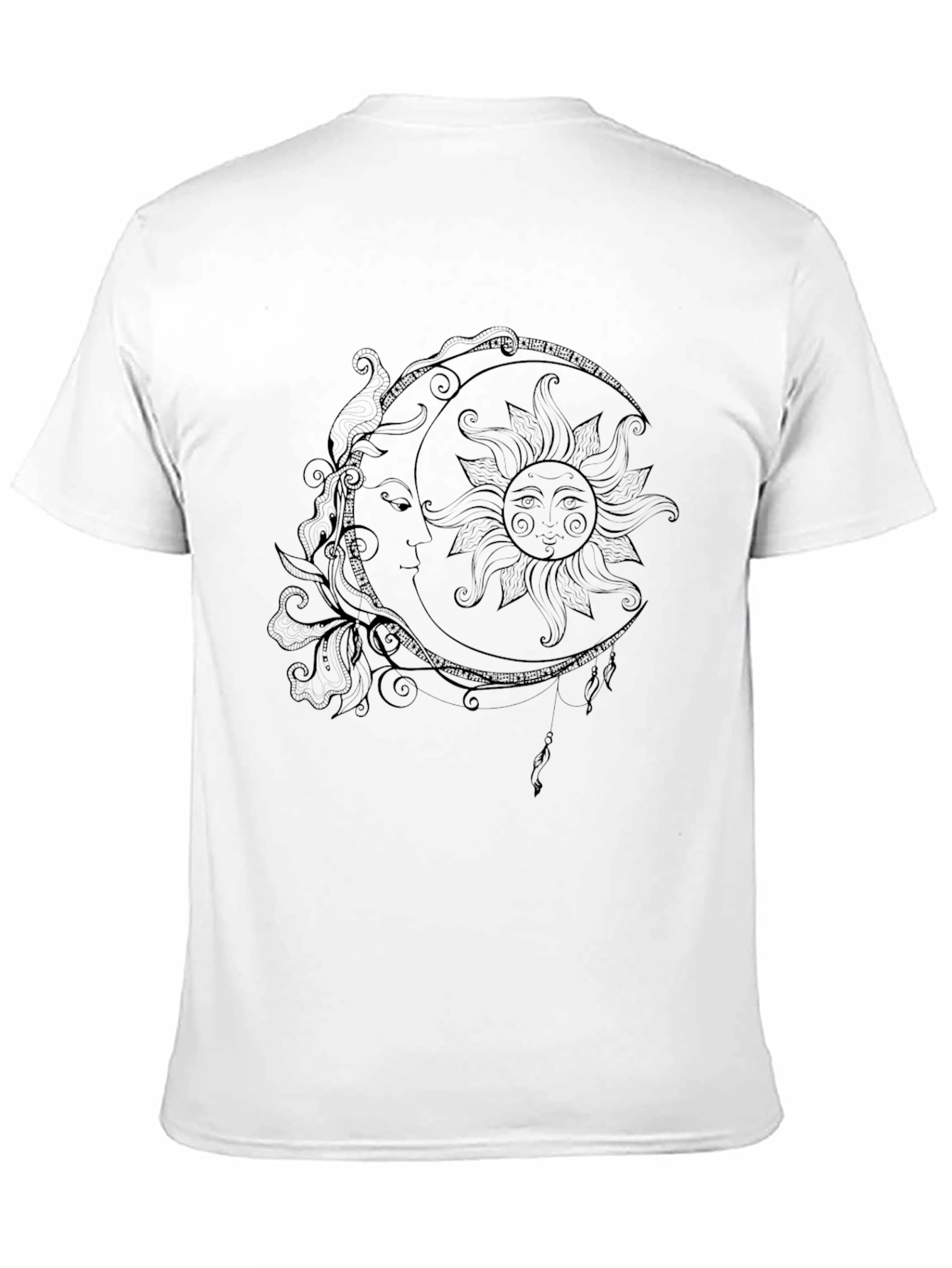 Celestial Sun & Moon Graphic Tee - Black
