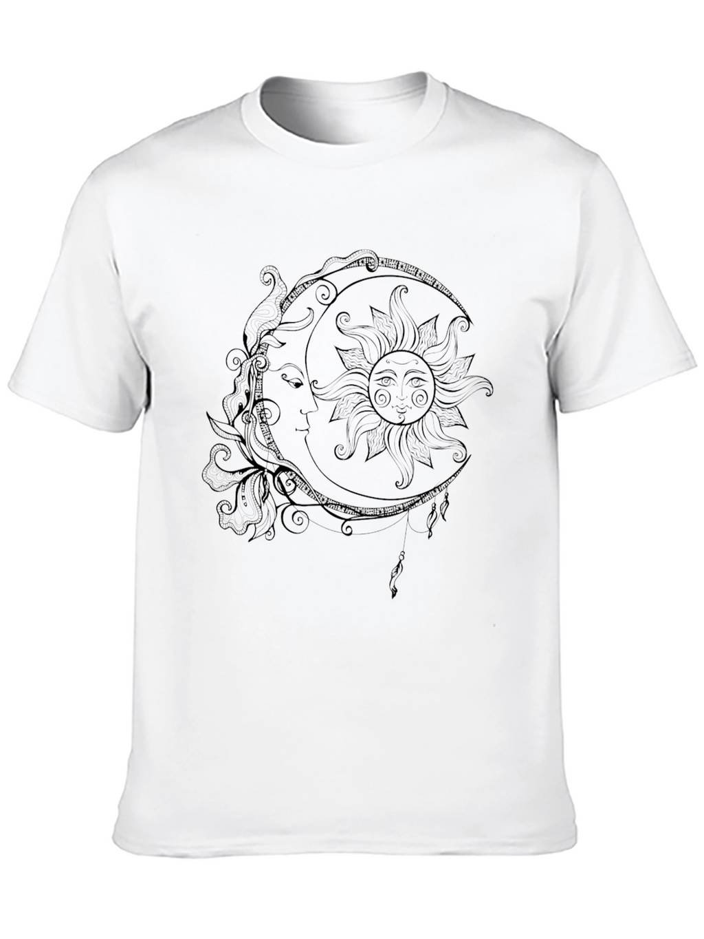 Celestial Sun & Moon Graphic Tee - Black