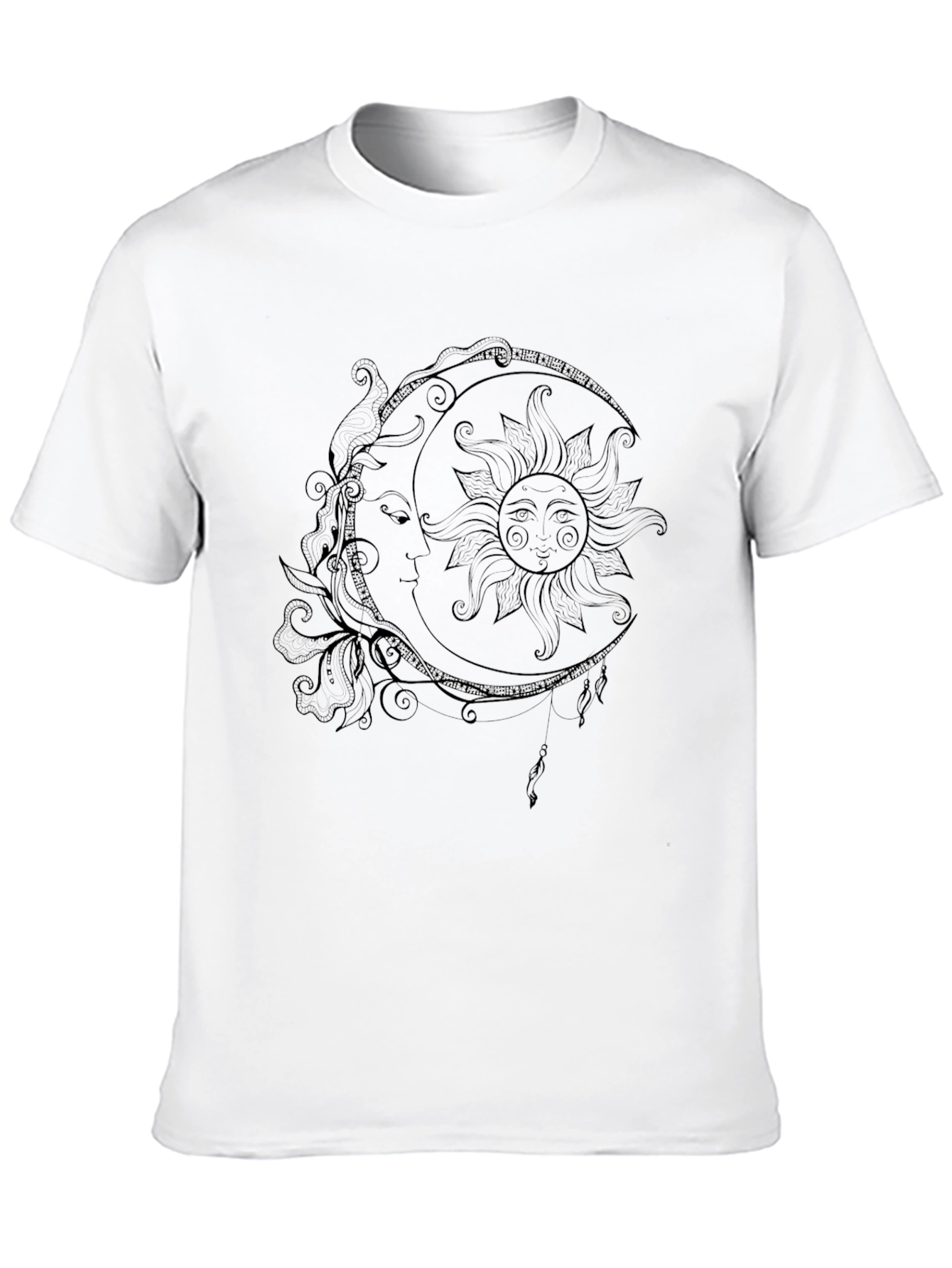 Celestial Sun & Moon Graphic Tee - Black