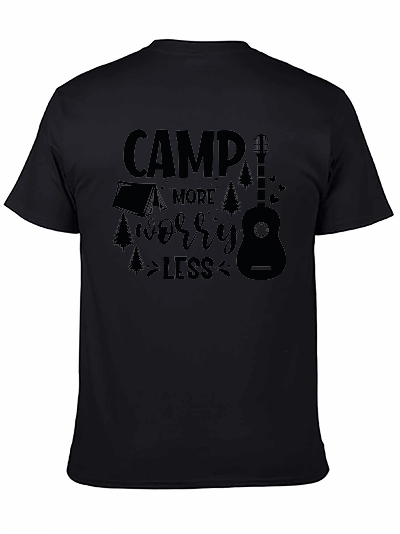 Camp More Worry Less Black Graphic T-Shirt