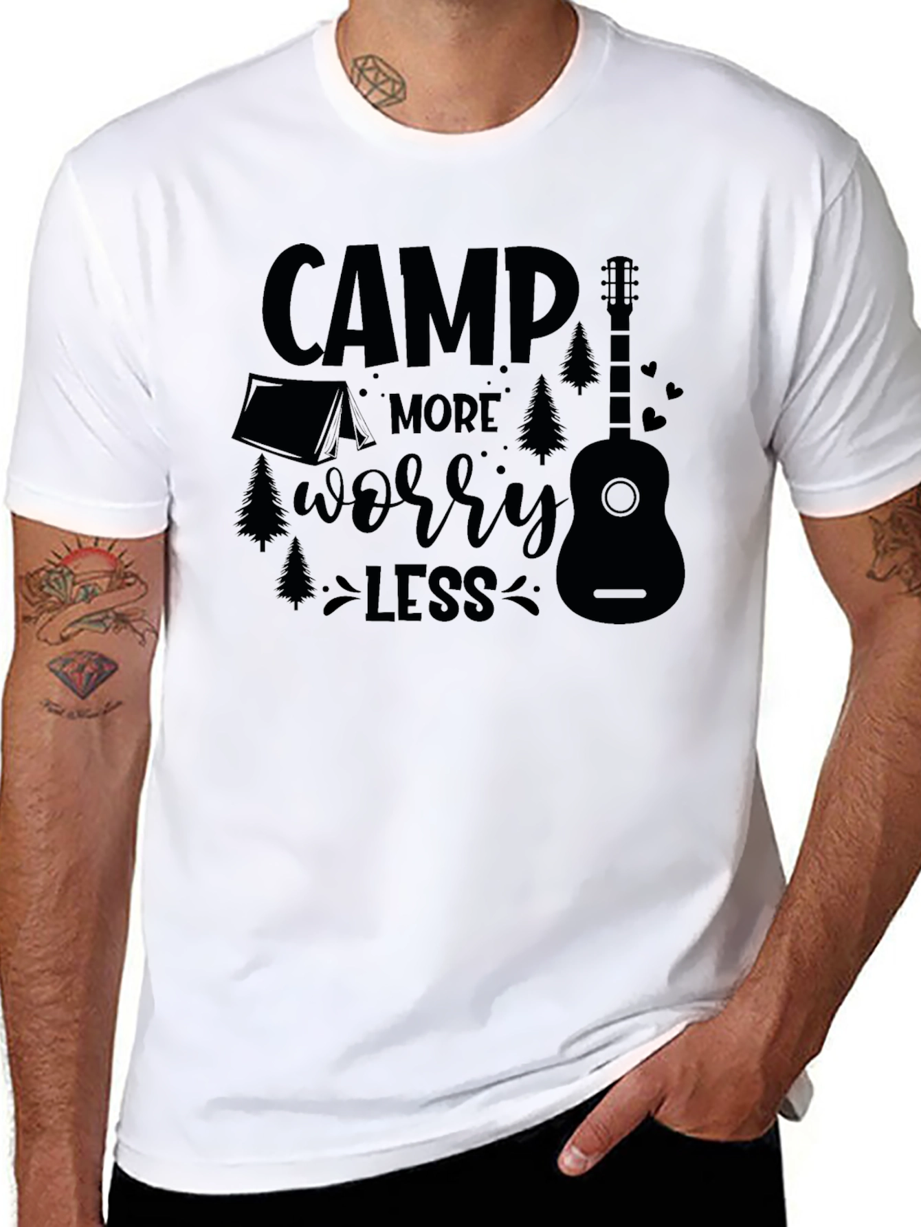 Camp More Worry Less Black Graphic T-Shirt