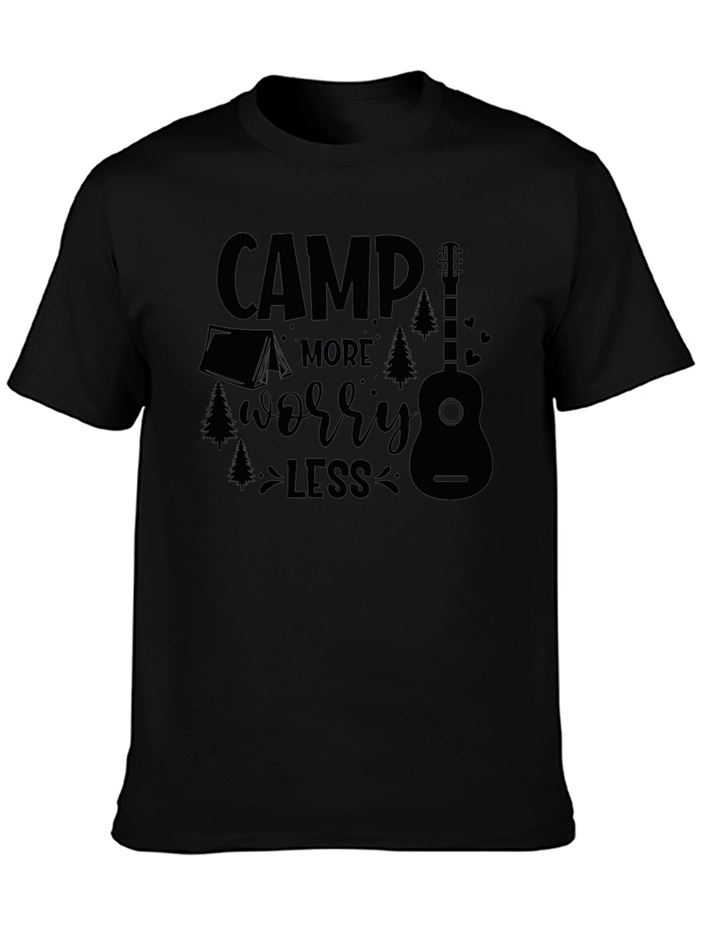 Camp More Worry Less Black Graphic T-Shirt