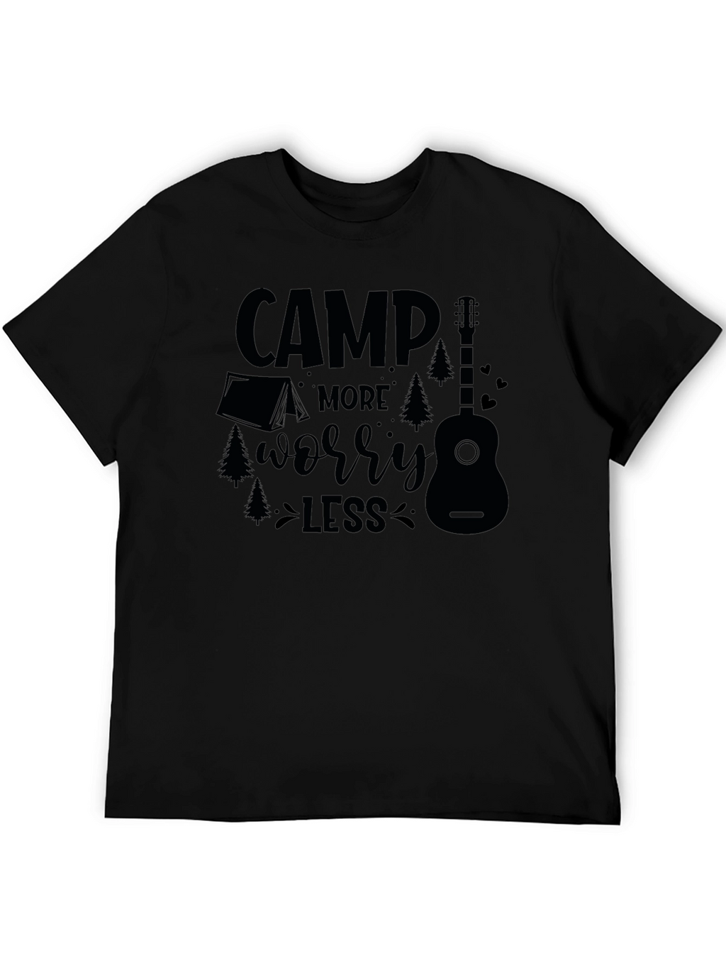Camp More Worry Less Black Graphic T-Shirt