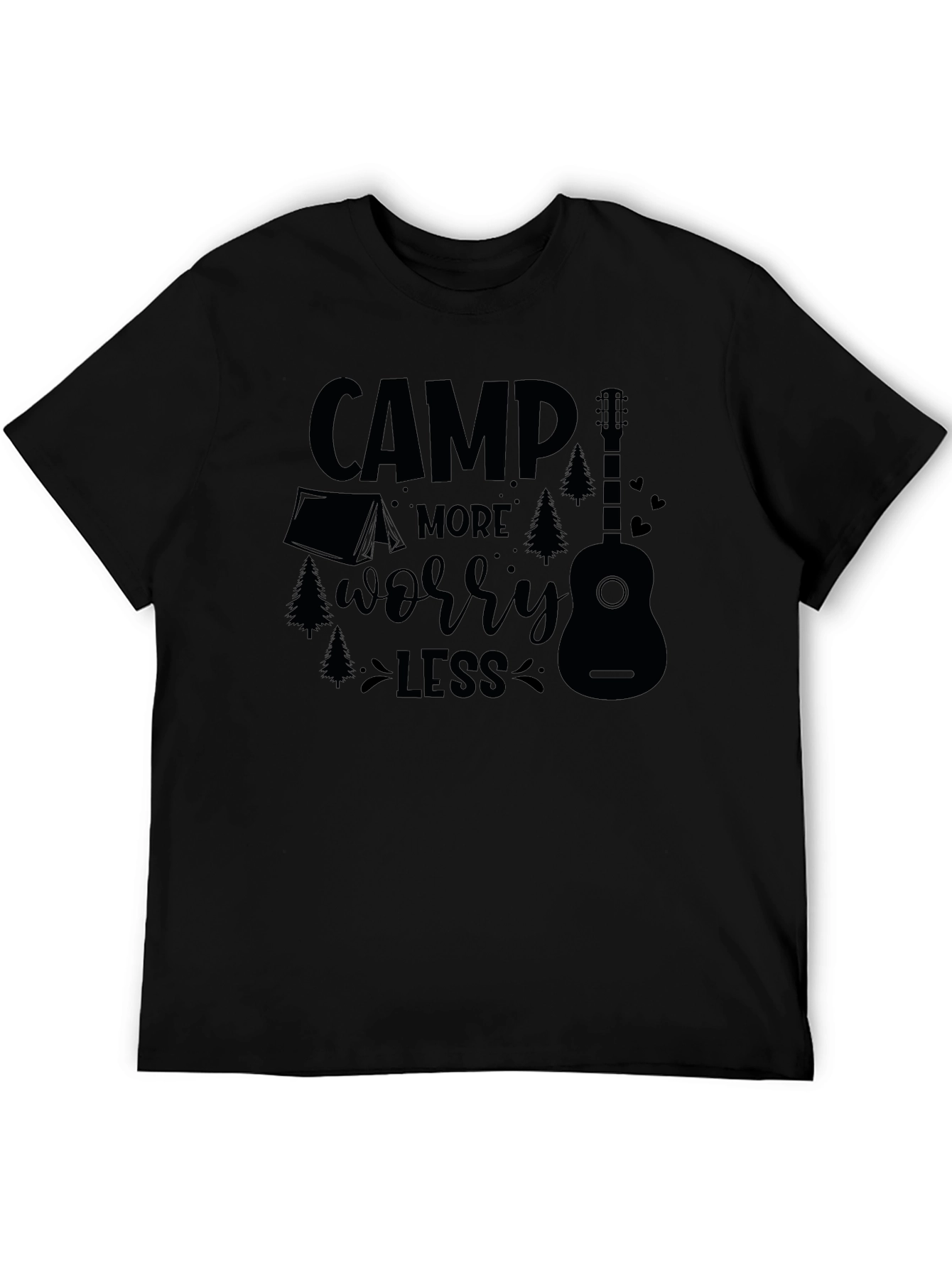 Camp More Worry Less Black Graphic T-Shirt