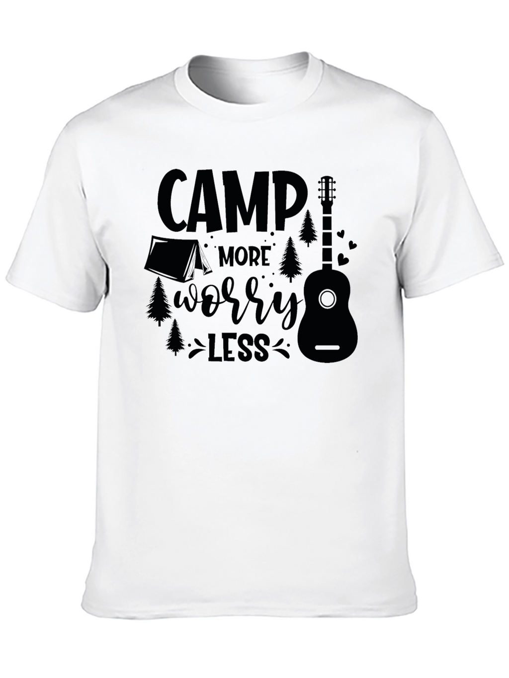 Camp More Worry Less Black Graphic T-Shirt