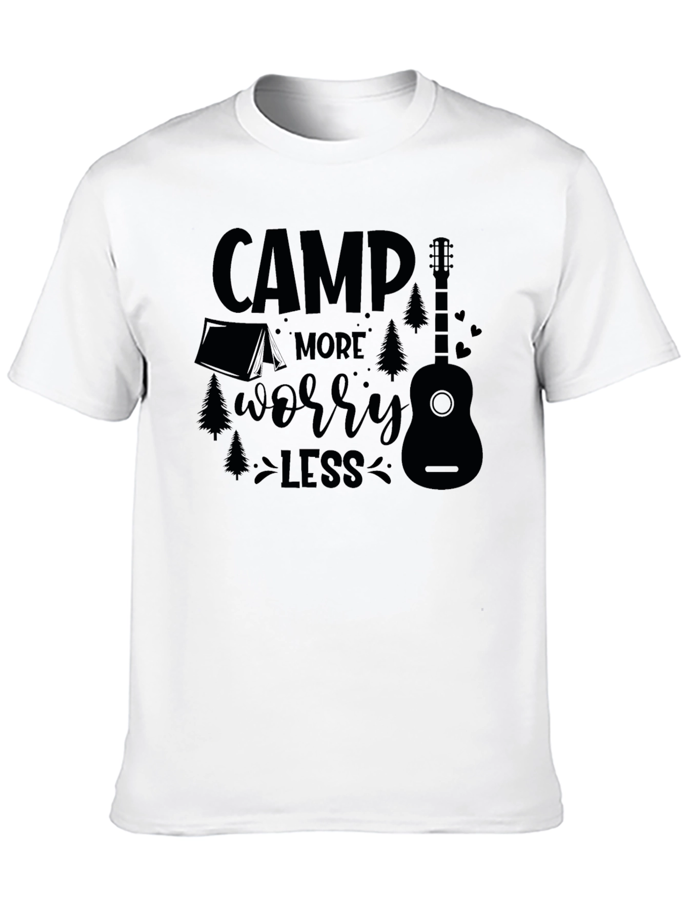 Camp More Worry Less Black Graphic T-Shirt