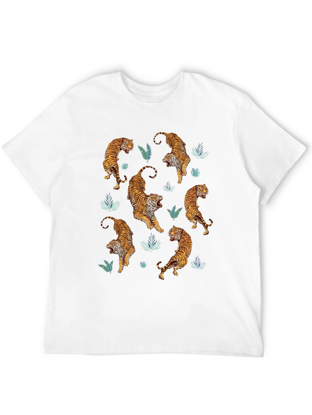 Tiger Print Mens Black Graphic Tee