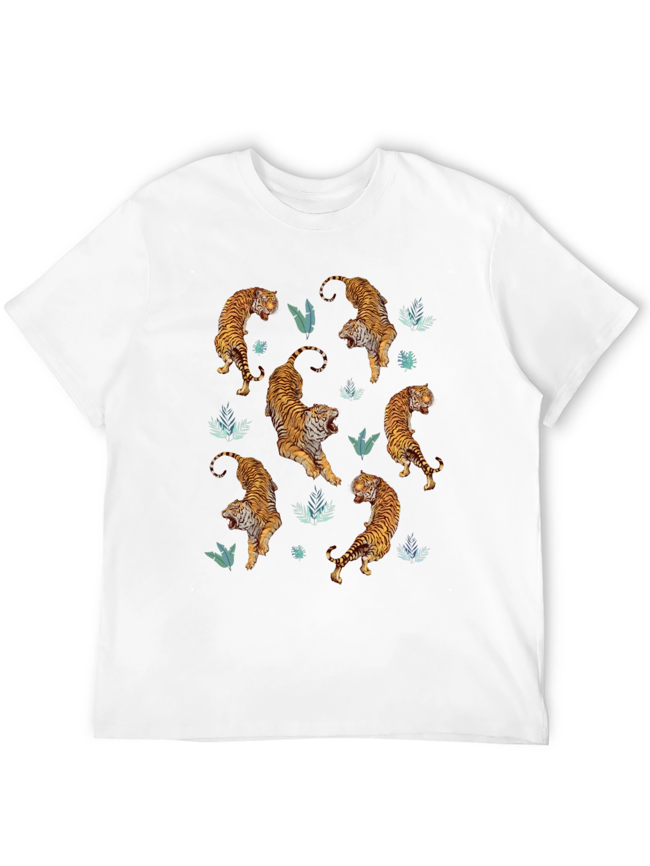 Tiger Print Mens Black Graphic Tee