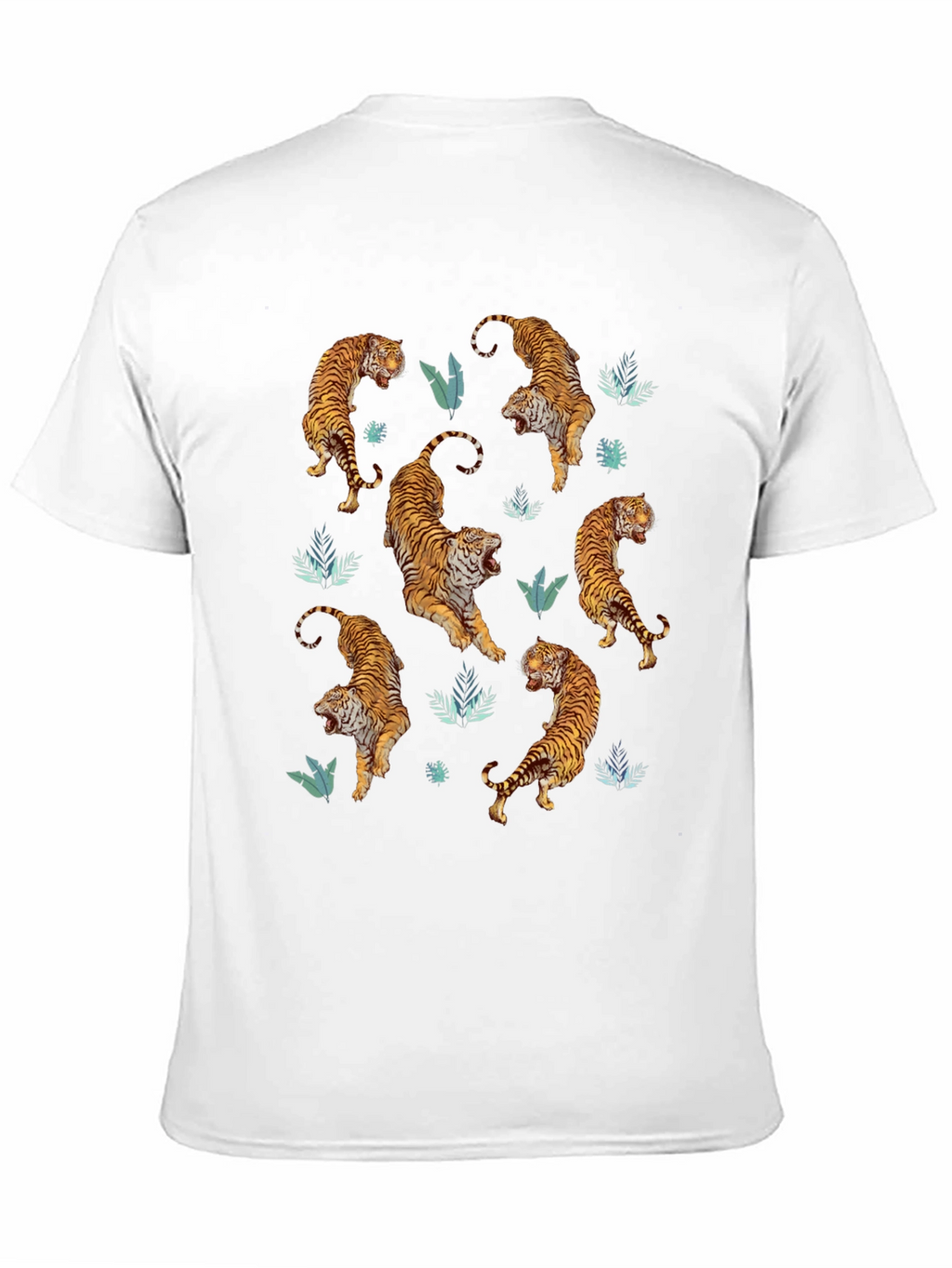 Tiger Print Mens Black Graphic Tee