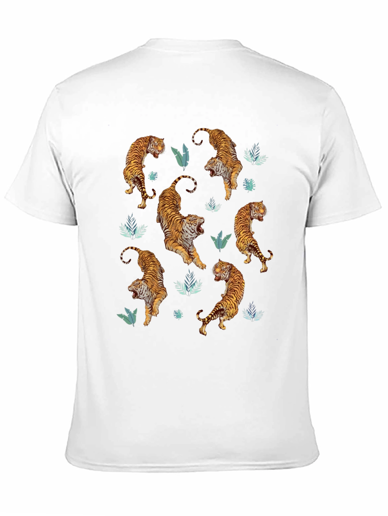 Tiger Print Mens Black Graphic Tee