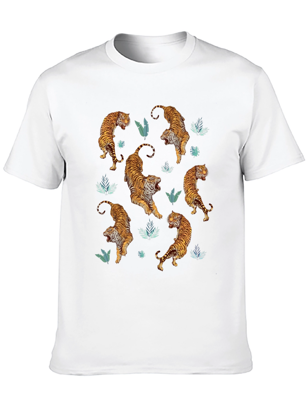 Tiger Print Mens Black Graphic Tee