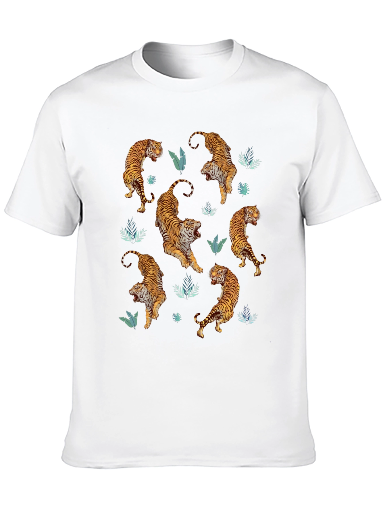 Tiger Print Mens Black Graphic Tee