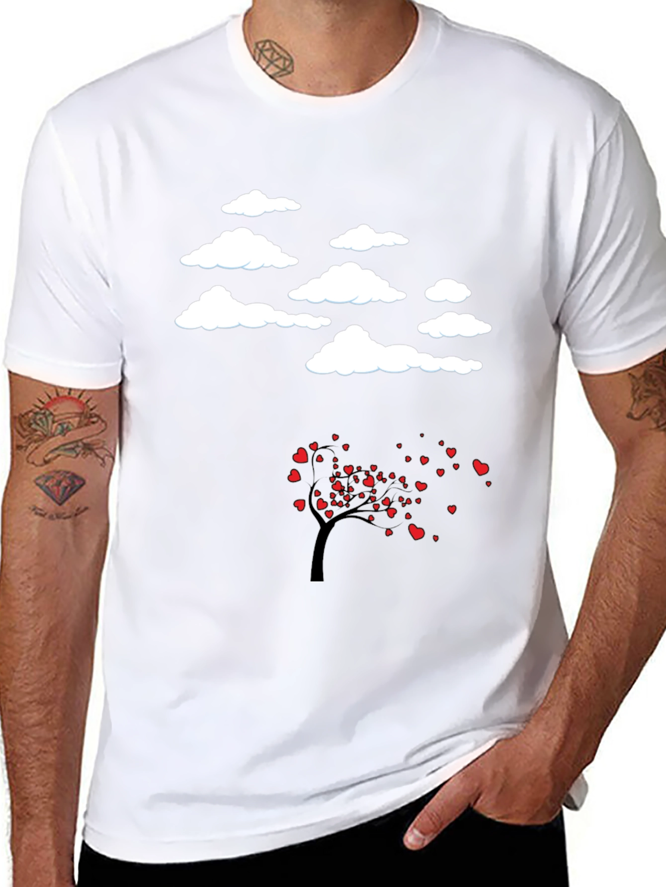Cloud & Love Tree Black T-Shirt