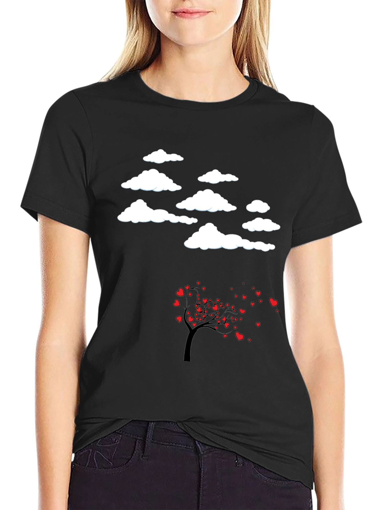 Cloud & Love Tree Black T-Shirt