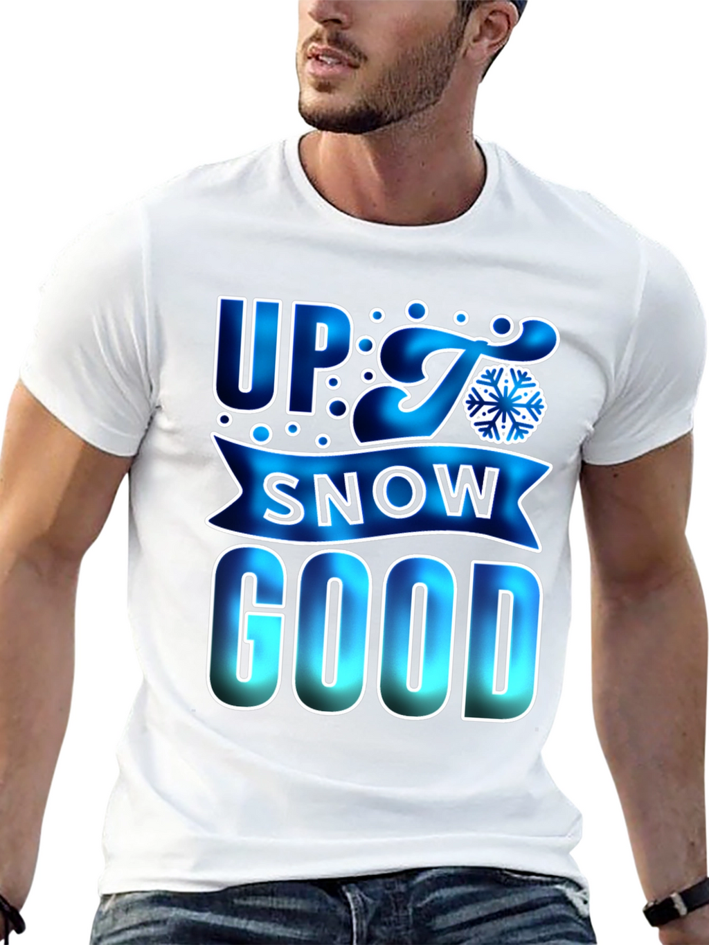 Up to Snow Good Mens Black T-Shirt