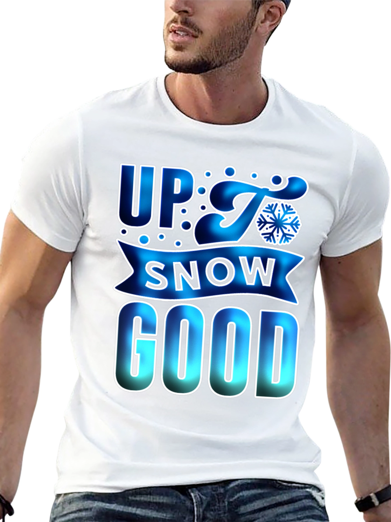 Up to Snow Good Mens Black T-Shirt