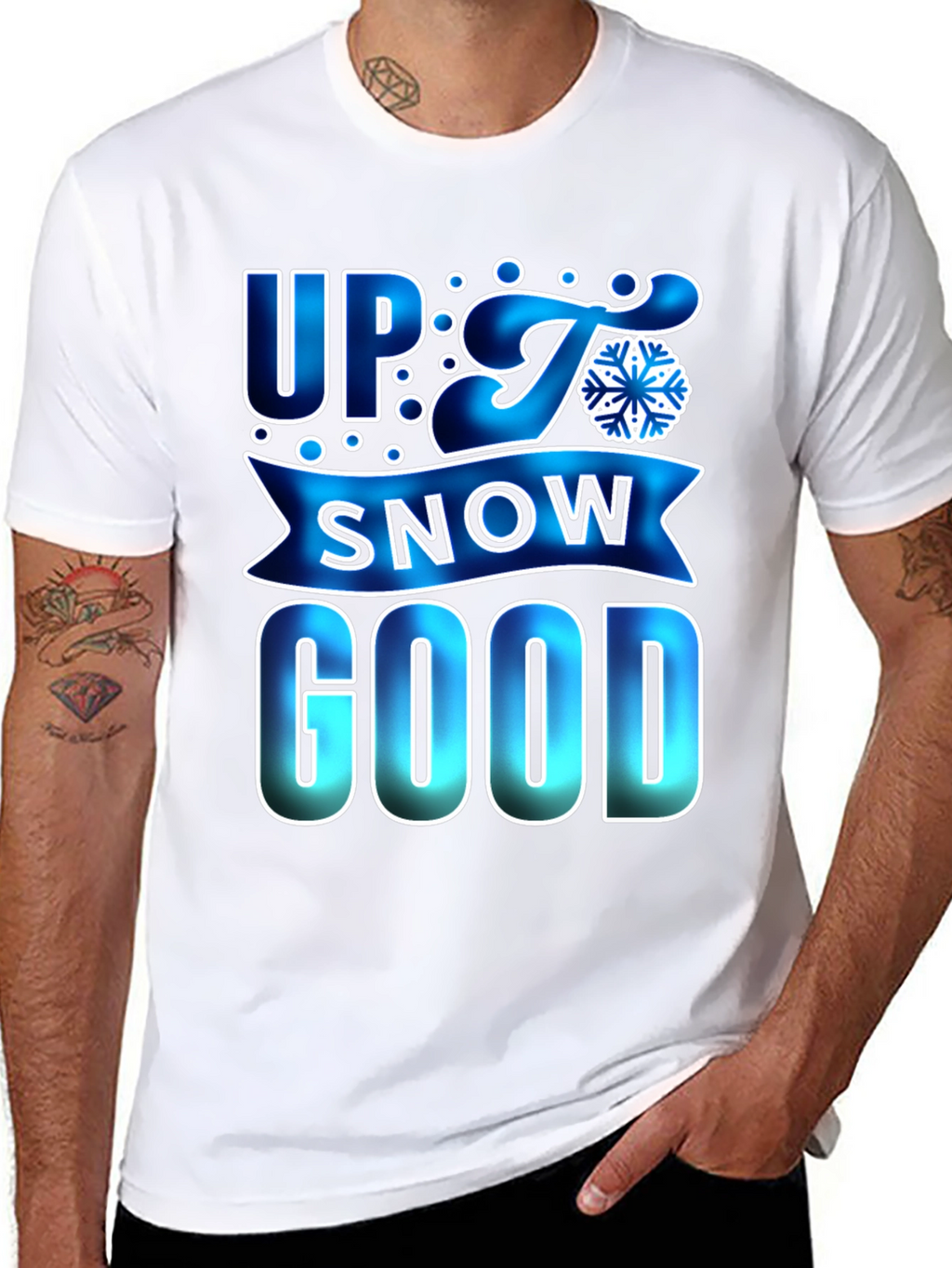 Up to Snow Good Mens Black T-Shirt