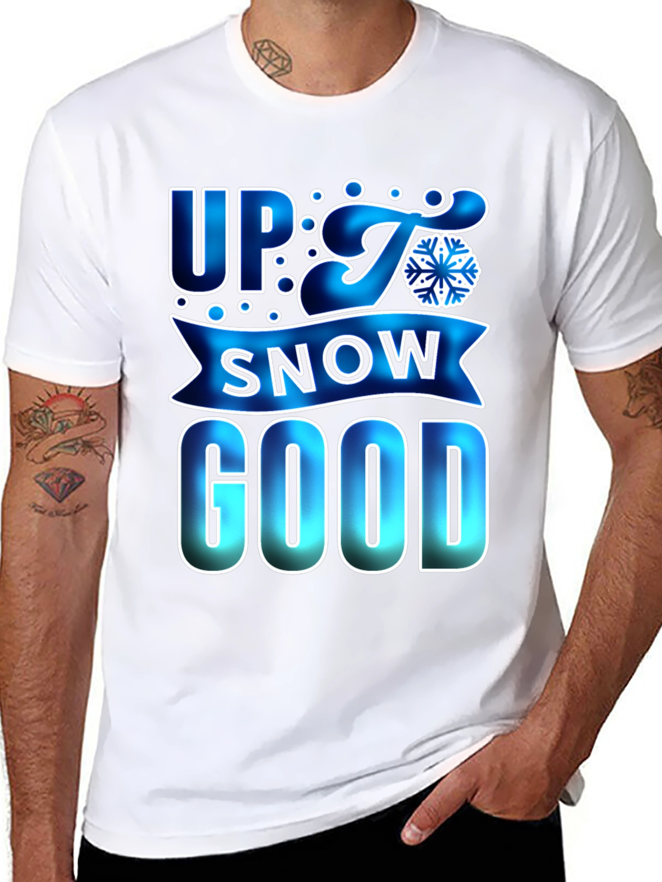 Up to Snow Good Mens Black T-Shirt