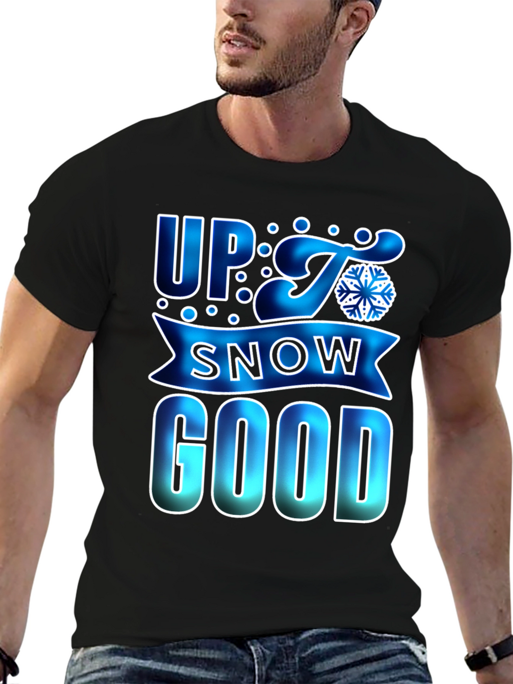 Up to Snow Good Mens Black T-Shirt