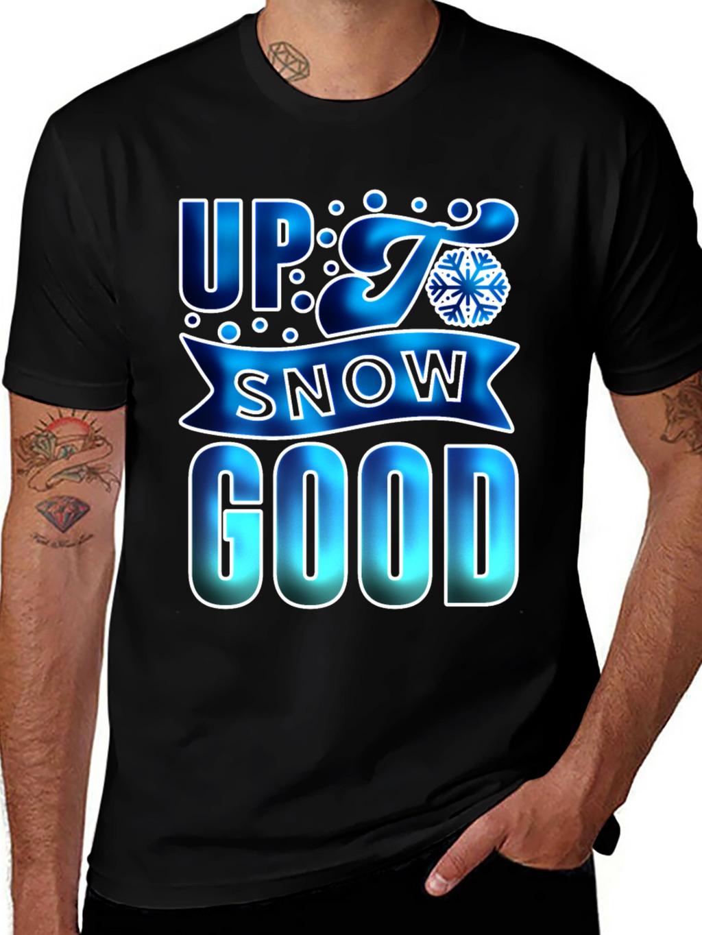 Up to Snow Good Mens Black T-Shirt