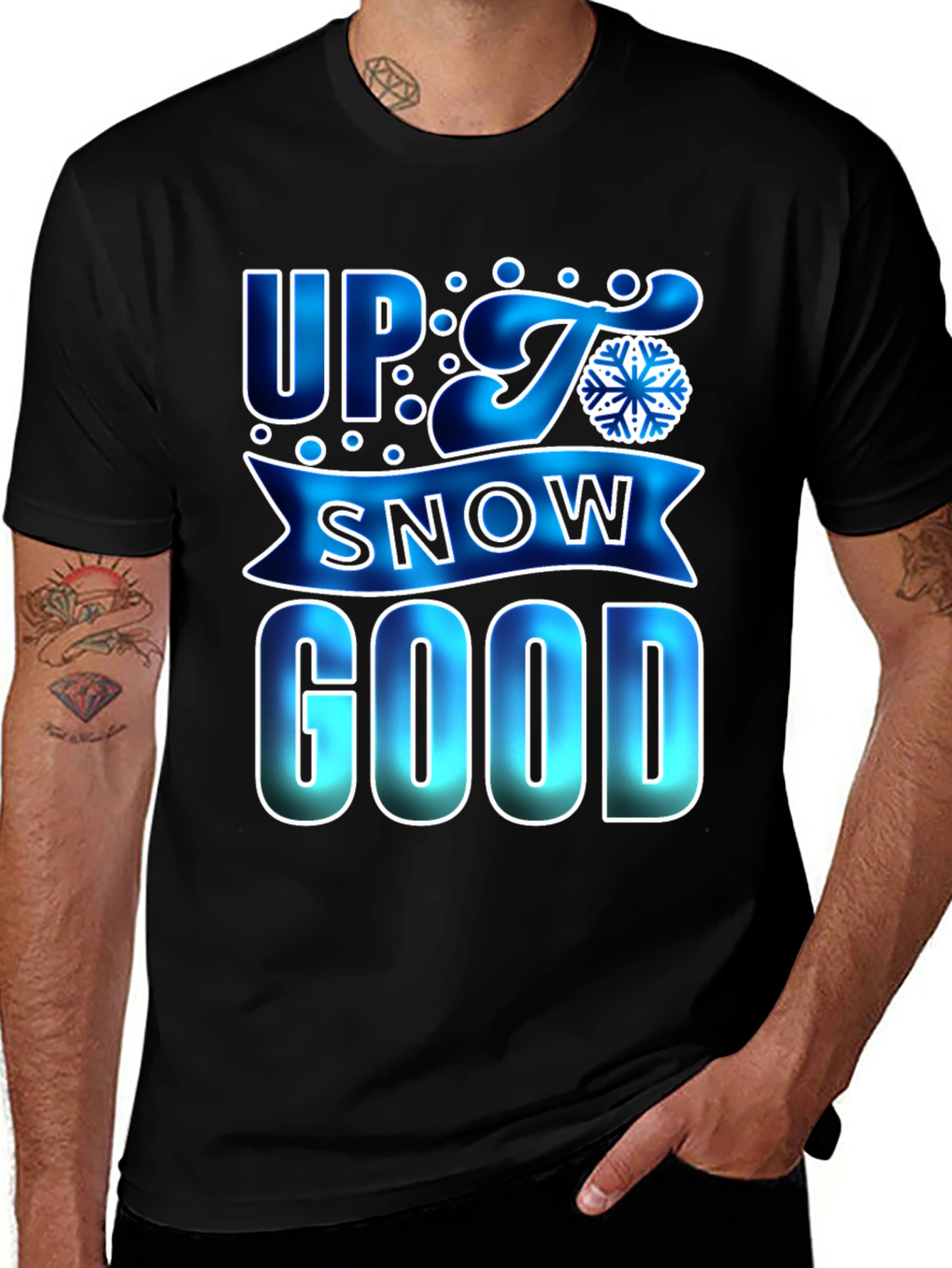 Up to Snow Good Mens Black T-Shirt