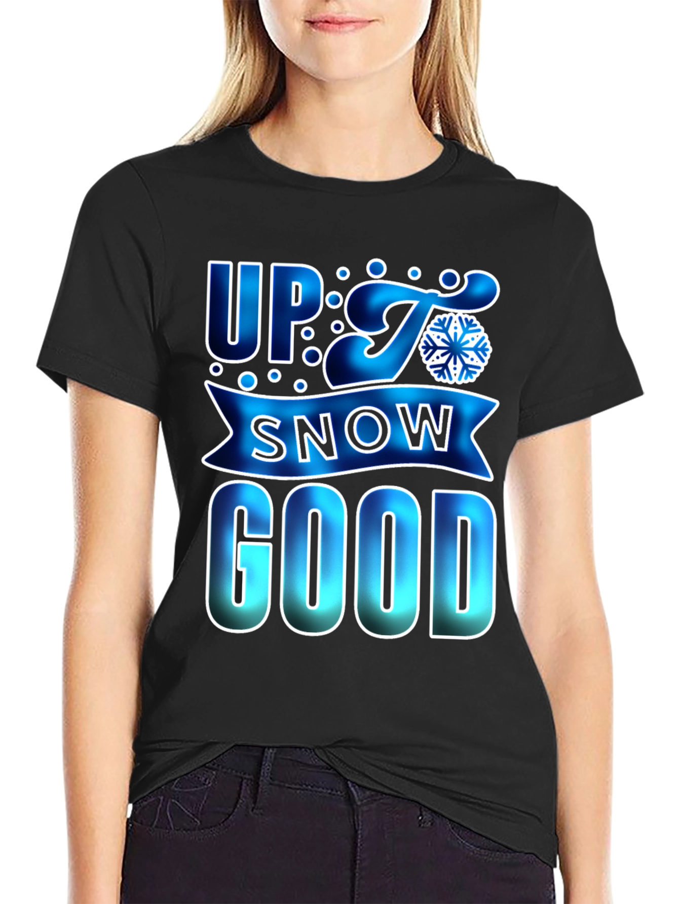 Up to Snow Good Mens Black T-Shirt