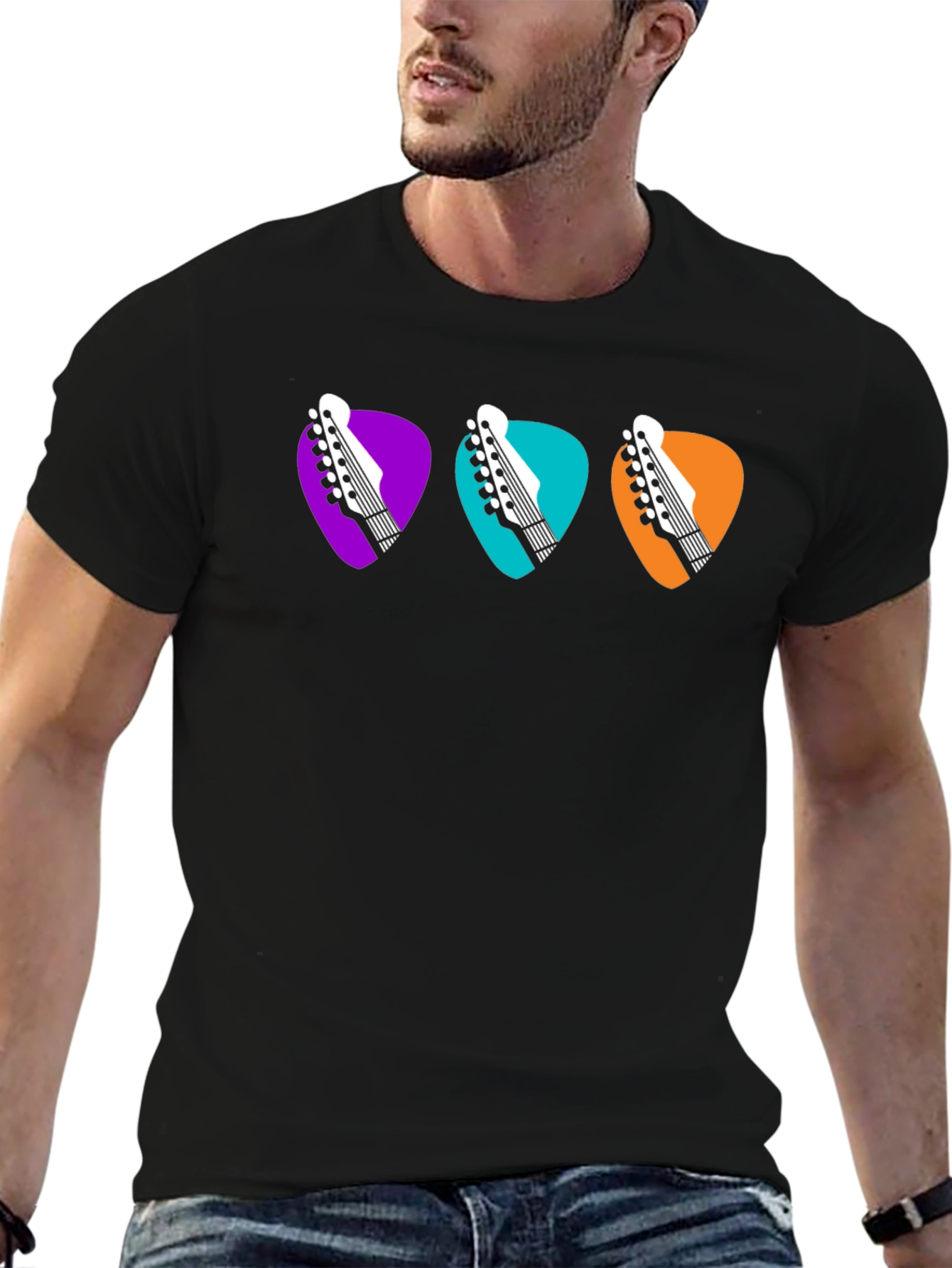 Guitar Pick Headstock Tee - Music Lover T-Shirt