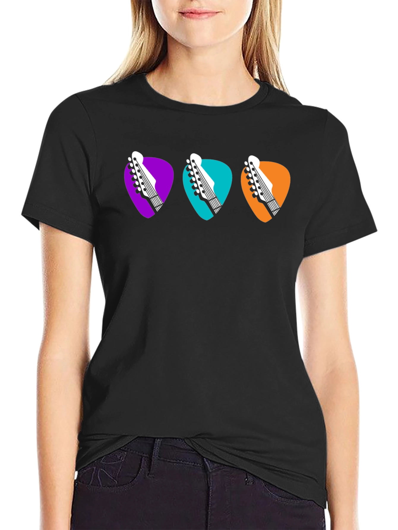 Guitar Pick Headstock Tee - Music Lover T-Shirt