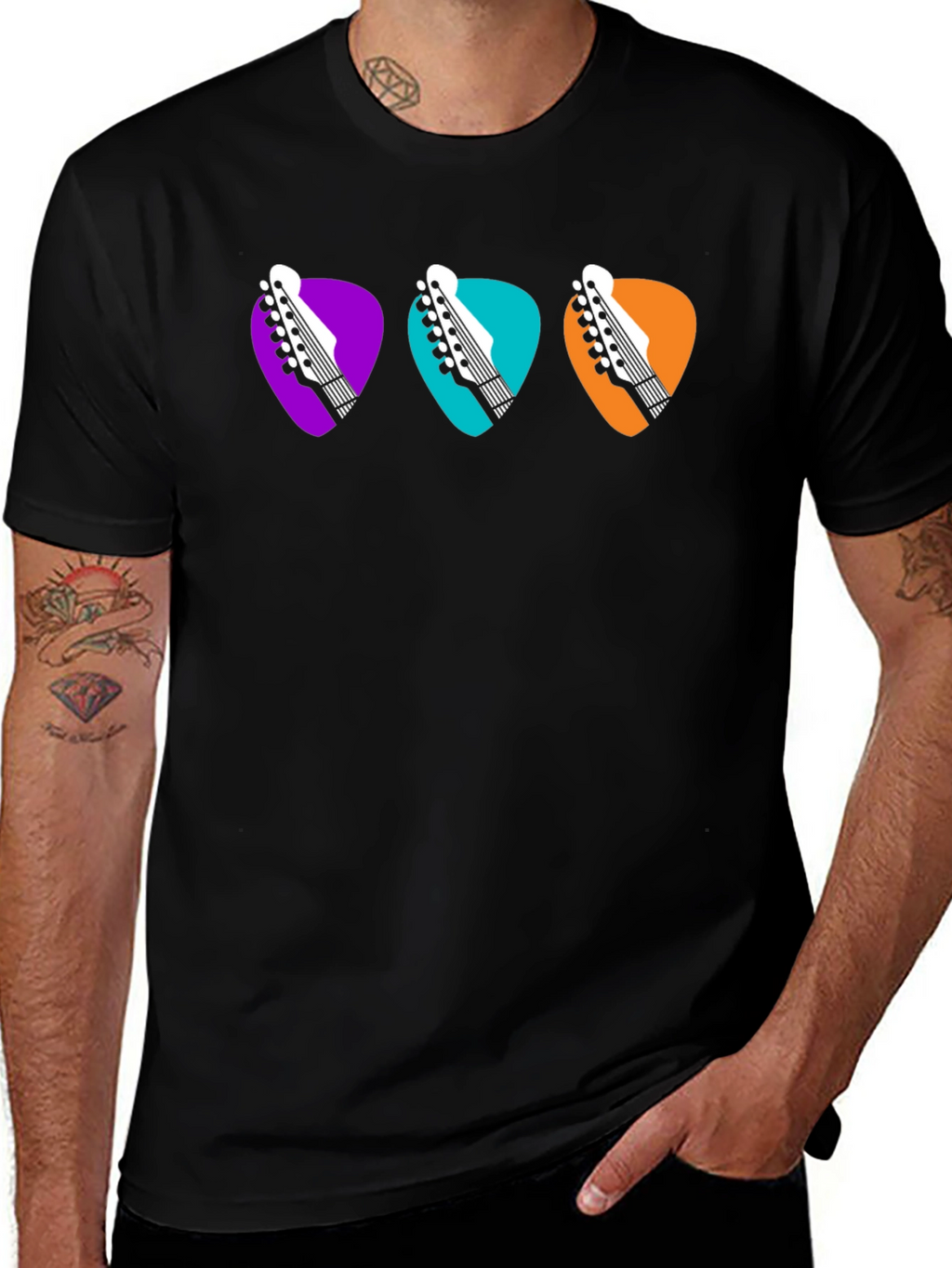Guitar Pick Headstock Tee - Music Lover T-Shirt
